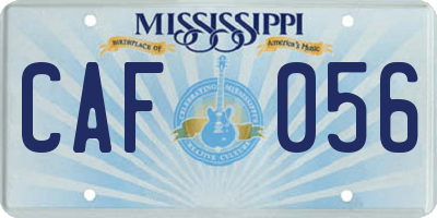 MS license plate CAF056