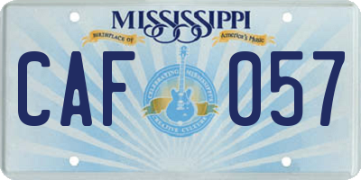 MS license plate CAF057