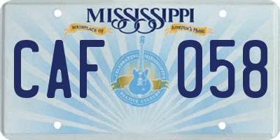 MS license plate CAF058