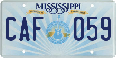 MS license plate CAF059