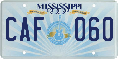 MS license plate CAF060