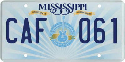 MS license plate CAF061