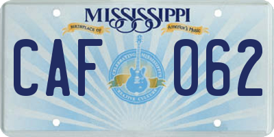 MS license plate CAF062