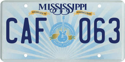 MS license plate CAF063