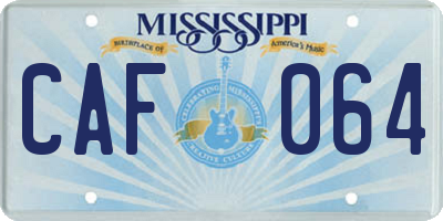 MS license plate CAF064