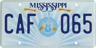 MS license plate CAF065