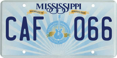 MS license plate CAF066