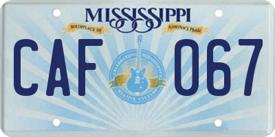 MS license plate CAF067