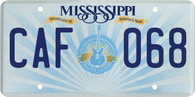 MS license plate CAF068