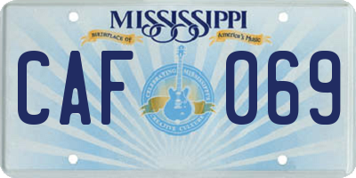 MS license plate CAF069