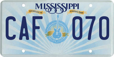 MS license plate CAF070