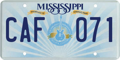 MS license plate CAF071