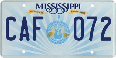 MS license plate CAF072