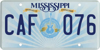 MS license plate CAF076