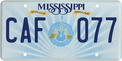 MS license plate CAF077
