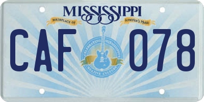 MS license plate CAF078