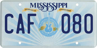 MS license plate CAF080