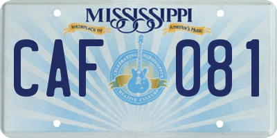 MS license plate CAF081