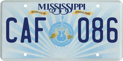 MS license plate CAF086