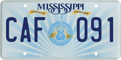 MS license plate CAF091