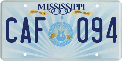 MS license plate CAF094