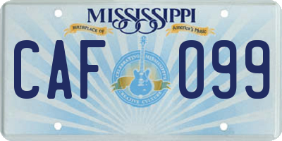 MS license plate CAF099