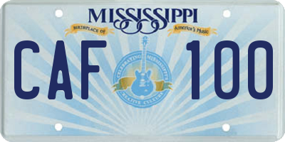 MS license plate CAF100