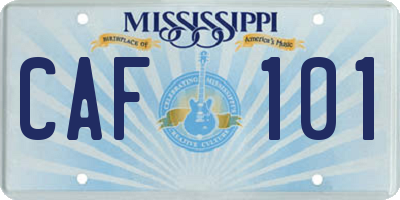 MS license plate CAF101