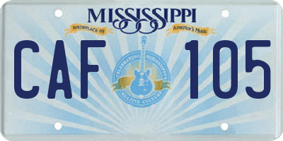 MS license plate CAF105