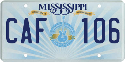 MS license plate CAF106