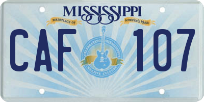 MS license plate CAF107