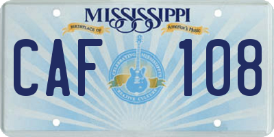 MS license plate CAF108