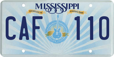 MS license plate CAF110