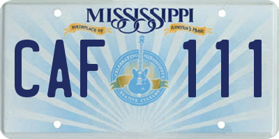 MS license plate CAF111