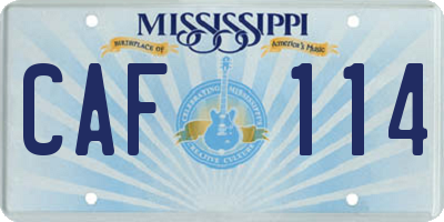 MS license plate CAF114