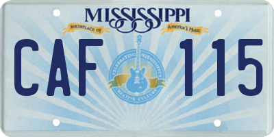 MS license plate CAF115