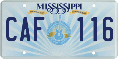 MS license plate CAF116