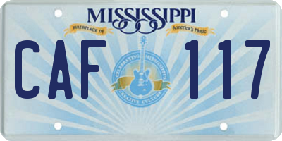 MS license plate CAF117