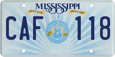 MS license plate CAF118