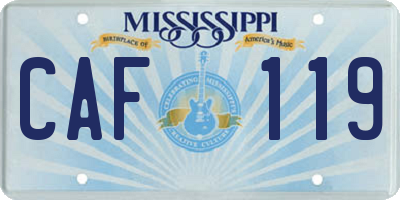 MS license plate CAF119