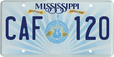 MS license plate CAF120