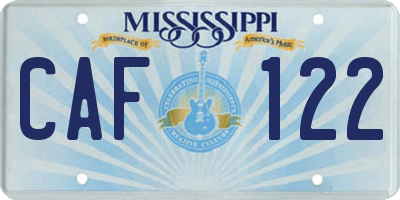 MS license plate CAF122