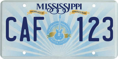 MS license plate CAF123