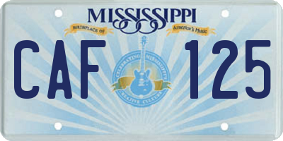 MS license plate CAF125