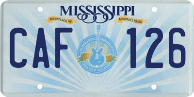 MS license plate CAF126