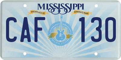 MS license plate CAF130