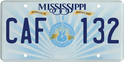 MS license plate CAF132