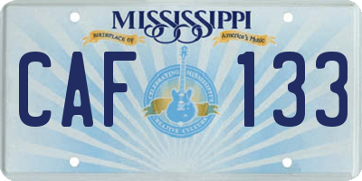 MS license plate CAF133