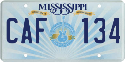 MS license plate CAF134