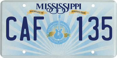 MS license plate CAF135